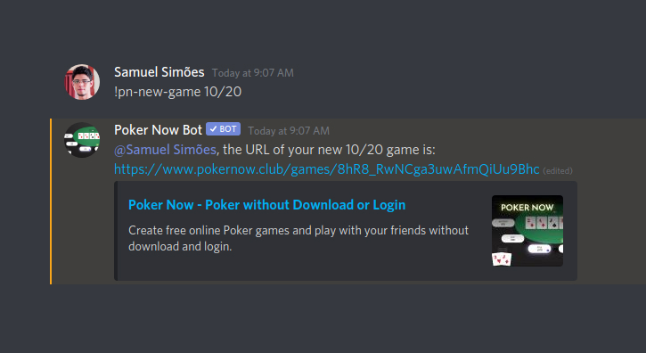 Poker Now - Poker Club Discord Bot